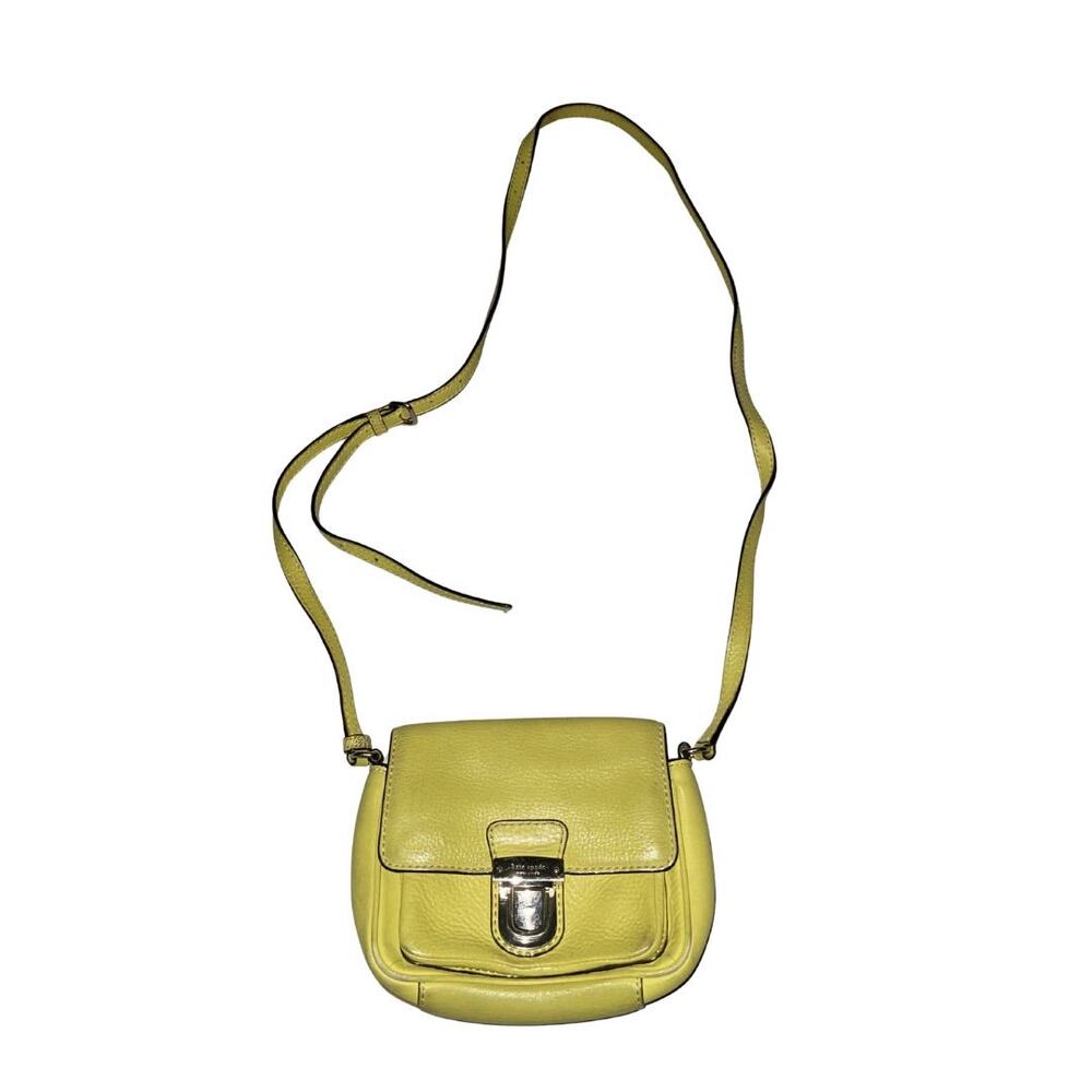 Vintage Kate Spade New York Yellow Pebbled Leather Crossbody Push Lock Purse